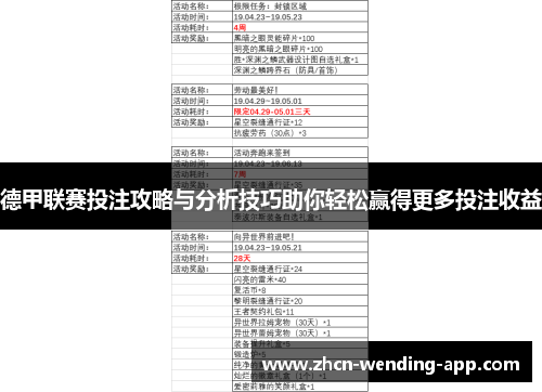 德甲联赛投注攻略与分析技巧助你轻松赢得更多投注收益